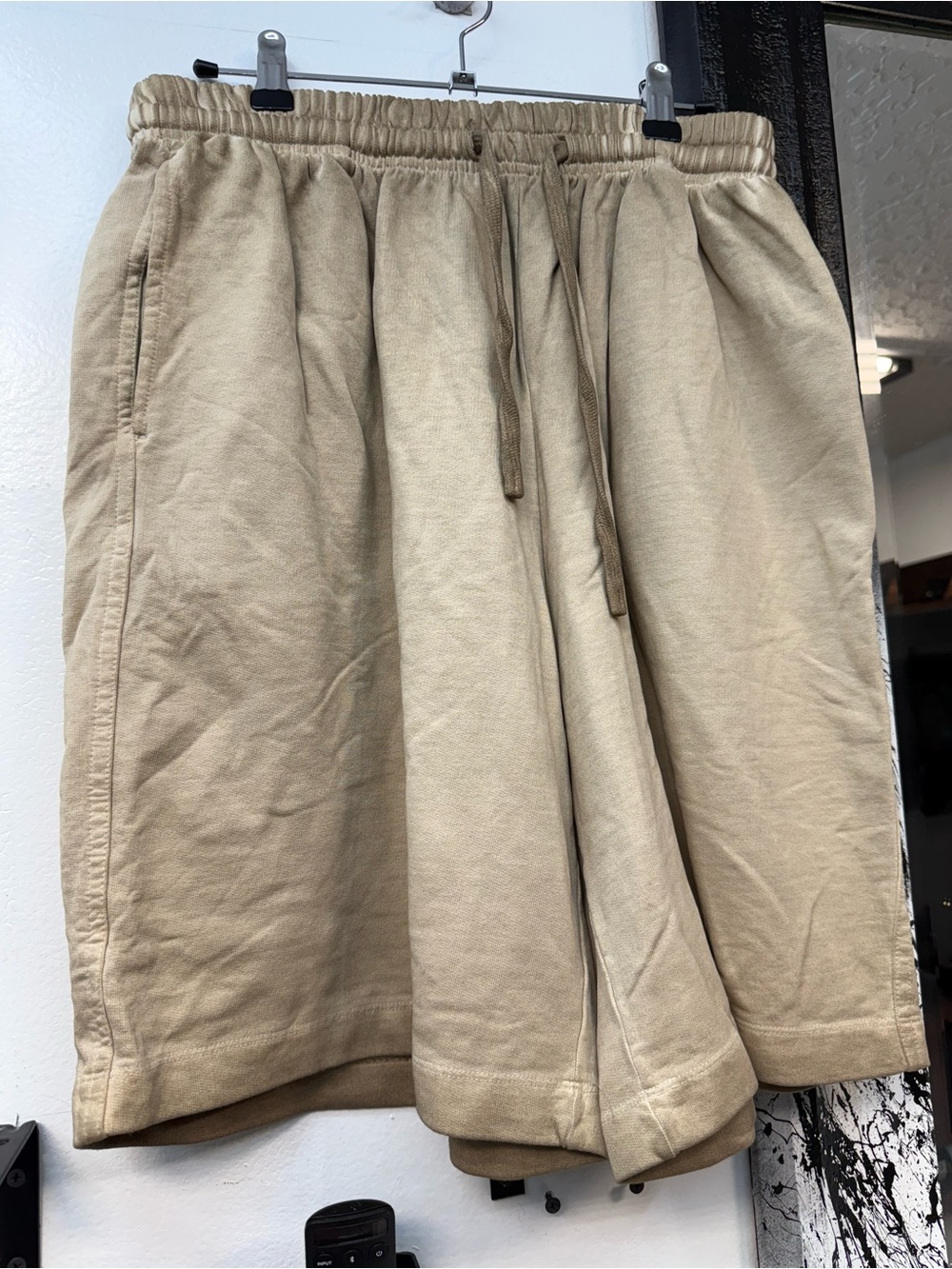 Men's Tan faded distressed Shorts in Khaki image 2